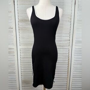 BOZZOLO Scoop Tank Mini Dress with Side Stripes Black/White-Large